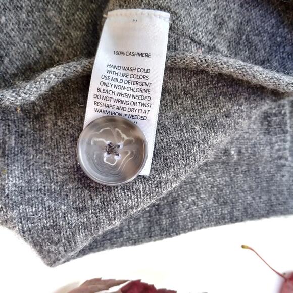 Max Studio 2 Ply Cashmere Shawl Collar Cardigan Soft Gray Quiet Luxury Fall NEW - Picture 12 of 12